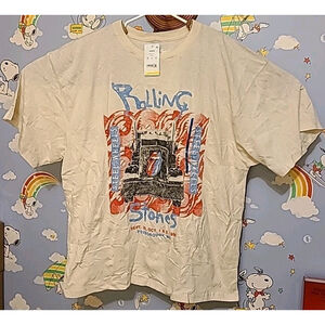 The Rolling Stones Steel Wheels Official Shirt Adult Size Large Off White New